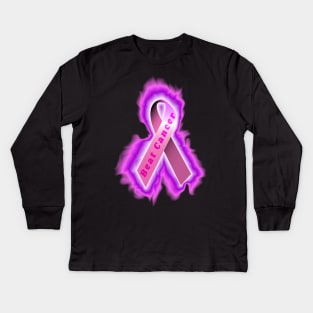 pink breast cancer ribbon Kids Long Sleeve T-Shirt